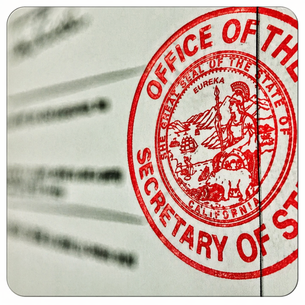 California Secretary of State seal on document